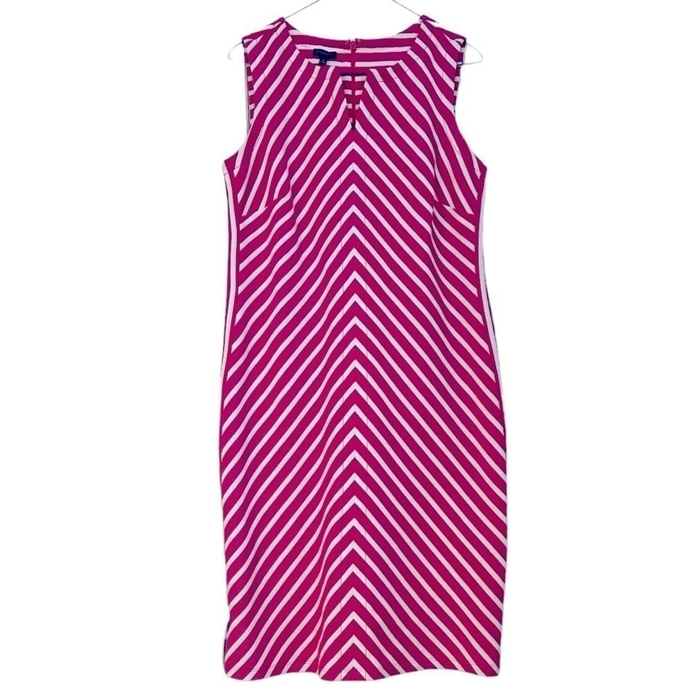 Talbots Dress Athleisure Casual Hot Pink & White M